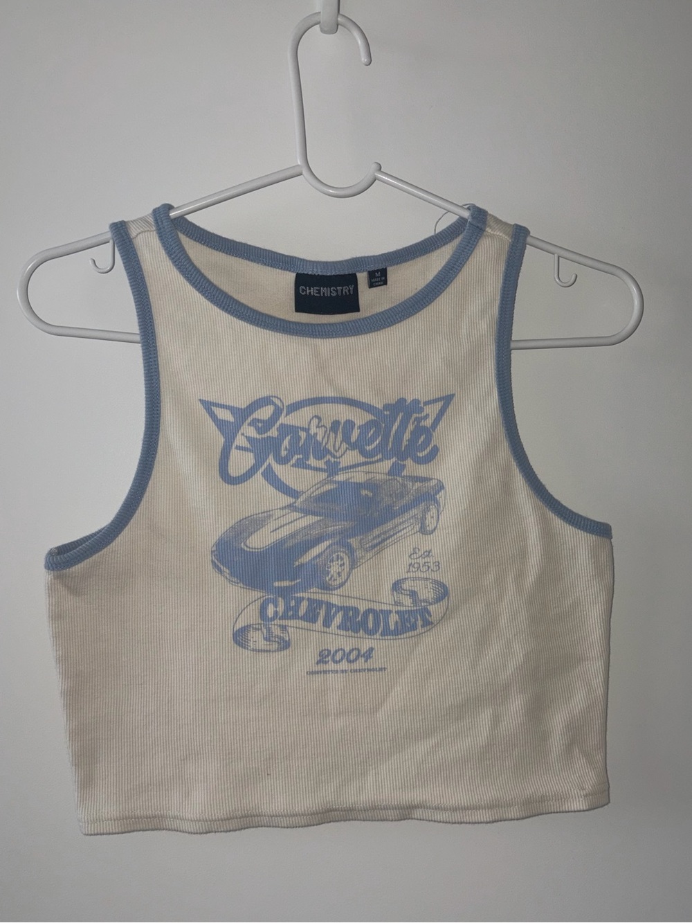 Chemistry Cream Tank with Light Blue Corvette Graphic